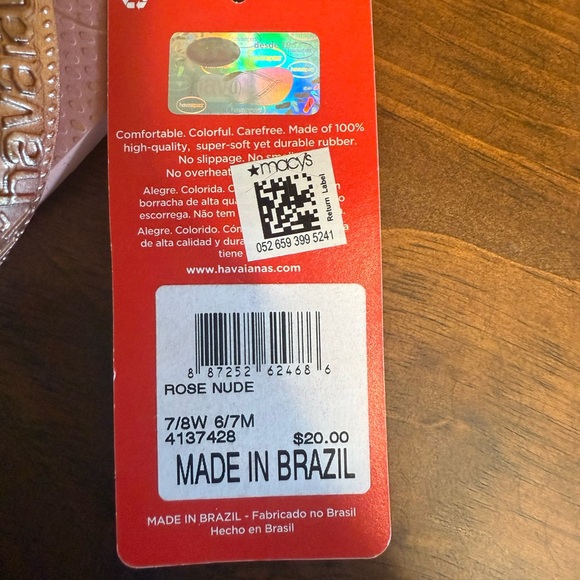 Havaianas Rose Flip Flops with Shimmer Straps - Picture 3 of 3